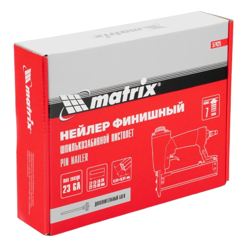 Нейлер финишный, шпилькозабивной пистолет, пневматический, гвоздь 23GA D 0.64 мм  длина 10-30 мм Matrix по ценам производителя в Москве с доставкой по всей России