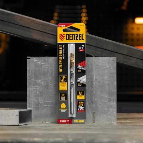 Сверло спиральное по металлу 7,0 x 109 мм, Р6М5, Golden Tip  Denzel купить в Москве с доставкой по всей России | ProtosMarket.ru