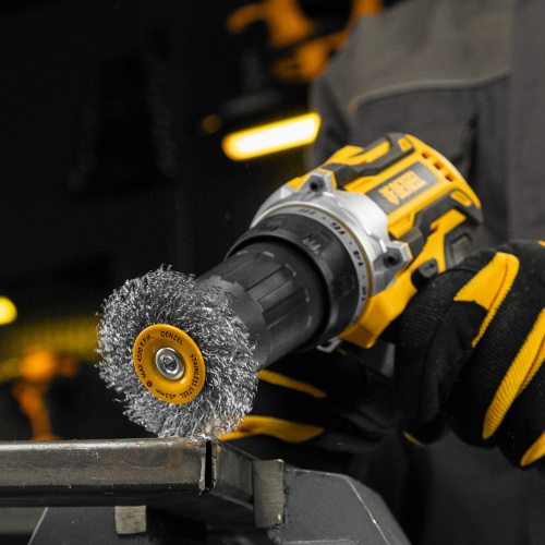 Щетка для дрели, 50 мм, Плоская, со шпилькой, нержавеющая витая проволока Denzel купить в Москве с доставкой по всей России | ProtosMarket.ru