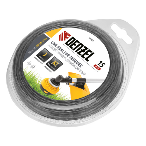 Леска для триммера двухкомпонентная, квадратная 3 мм x 15 м Extra cord Denzel купить в Москве с доставкой по всей России | ProtosMarket.ru