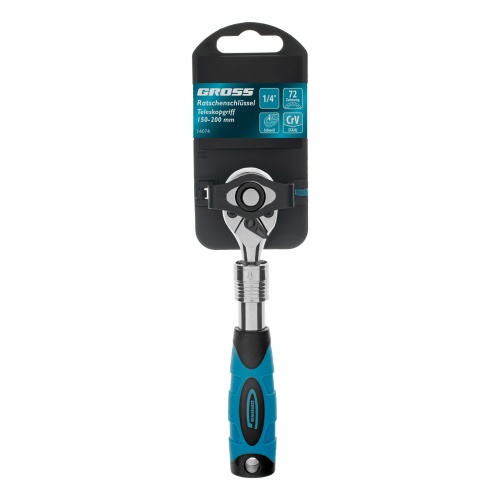 Ключ-трещотка телескопический 1/4", 150-200 мм, CrV, 72 зуба, с быстрым сбросом, хром Gross купить в Москве с доставкой по всей России | ProtosMarket.ru