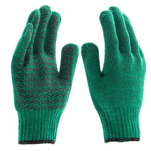 Перчатки трикотажные усиленные, гелевое ПВХ-покрытие, 7 класс, зеленые Сибртех купить в Москве с доставкой по всей России | ProtosMarket.ru