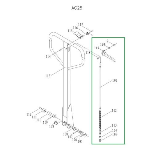 Тяга цепная в сборе для ручки гидравлических тележек DF25 купить в Москве с доставкой по всей России | ProtosMarket.ru