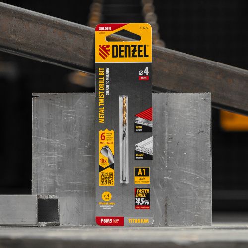 Сверло спиральное по металлу 4 x 75мм, Р6М5, Golden Tip, многогранная заточка Denzel купить в Москве с доставкой по всей России | ProtosMarket.ru