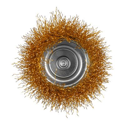 Щетка для дрели, 75 мм, "чашка" со шпилькой, латунированная витая проволока Matrix купить в Москве с доставкой по всей России | ProtosMarket.ru