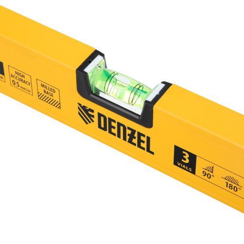 Уровень алюминиевый, магнит, фрезерованный, 3 глазка (1 зеркал.) 0,5 мм/м, 600 мм Denzel купить в Москве с доставкой по всей России | ProtosMarket.ru