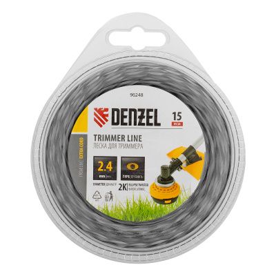 Леска для триммера двухкомпонентная эллипс 2,4мм х 15м, блистер EXTRA CORD,  Denzel купить в Москве с доставкой по всей России | ProtosMarket.ru