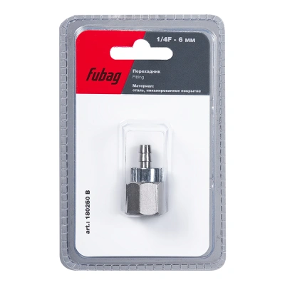 FUBAG Переходник 1/4 дюйма F на елочку 6мм с обжимным кольцом 9Х11мм, блистер 1 шт