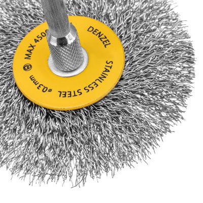 Набор щеток для дрели, 5 Плоских 25-38-50-63-75 мм, шпилька, нерж. вит. проволока Denzel купить в Москве с доставкой по всей России | ProtosMarket.ru