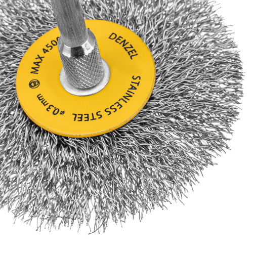 Набор щеток для дрели, 5 Плоских 25-38-50-63-75 мм, шпилька, нерж. вит. проволока Denzel купить в Москве с доставкой по всей России | ProtosMarket.ru