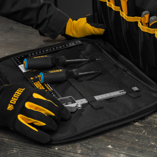 Сумка для инструмента, 400х170х300 мм, 3 отделения, 28 карманов, наплечный ремень Denzel купить в Москве с доставкой по всей России | ProtosMarket.ru