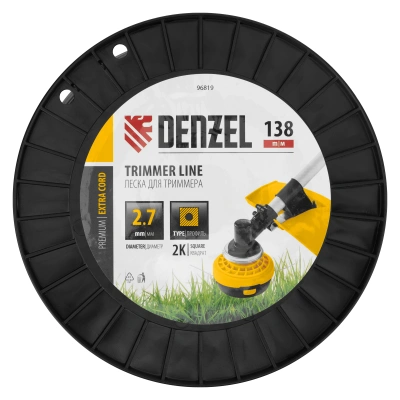Леска для триммера двухкомпонентная квадрат, 2,7мм х 138м, на DIN катушке EXTRA CORD Denzel купить в Москве с доставкой по всей России | ProtosMarket.ru