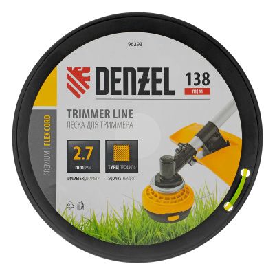 Леска для триммера квадрат, 2,7м х 138м, на DIN катушке FLEX CORD Denzel купить в Москве с доставкой по всей России | ProtosMarket.ru