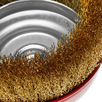 Щетка для УШМ, 125 мм, М14, "чашка", латунированная витая проволока Matrix купить в Москве с доставкой по всей России | ProtosMarket.ru