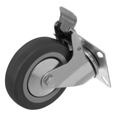 Колесо поворотное с тормозом D 100 мм, крепление  платформенное Сибртех купить в Москве с доставкой по всей России | ProtosMarket.ru