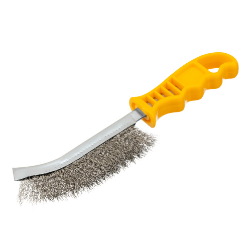 Щетка металлическая с пластмассовой ручкой, нержавеющая проволока DENZEL купить в Москве с доставкой по всей России | ProtosMarket.ru