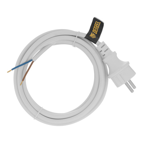 Шнур сетевой Energy Series, ПВС, 3 м, 2 x 1,5 мм, с неразборной вилкой, белый, Denzel купить в Москве с доставкой по всей России | ProtosMarket.ru