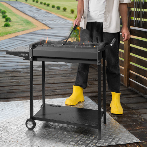 Мангал сварной на колесах, 662 х 390 х 152/805 мм, сталь 2 мм, кочерга в комплекте, Camping Palisad купить в Москве с доставкой по всей России | ProtosMarket.ru