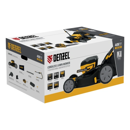 Газонокосилка аккумуляторная бесщет. DLM-460, 460 мм, травосб. 65 л., Li-Ion, 40 В Denzel купить в Москве с доставкой по всей России | ProtosMarket.ru