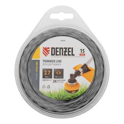 Леска для триммера двухкомпонентная эллипс, 2,7мм х 15м, блистер EXTRA CORD,  Denzel купить в Москве с доставкой по всей России | ProtosMarket.ru