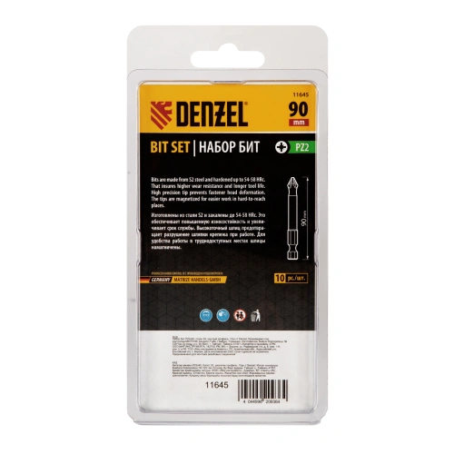 Бита PZ2х90, сталь S2, цилиндр., 10 шт. Е 6,3 Denzel купить в Москве с доставкой по всей России | ProtosMarket.ru