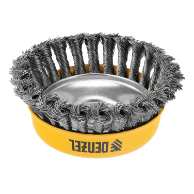 Щетка для УШМ, 125 мм, "Чашка", крученая нержавеющая проволока 0.5 мм, М14 Denzel купить в Москве с доставкой по всей России | ProtosMarket.ru