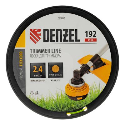 Леска для триммера круглая, 2,4мм х 192м, на DIN катушке FLEX CORD Denzel купить в Москве с доставкой по всей России | ProtosMarket.ru