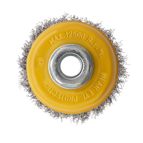 Щетка для УШМ, 75 мм, "Чашка", витая нержавеющая проволока 0.3 мм, М14 Denzel купить в Москве с доставкой по всей России | ProtosMarket.ru