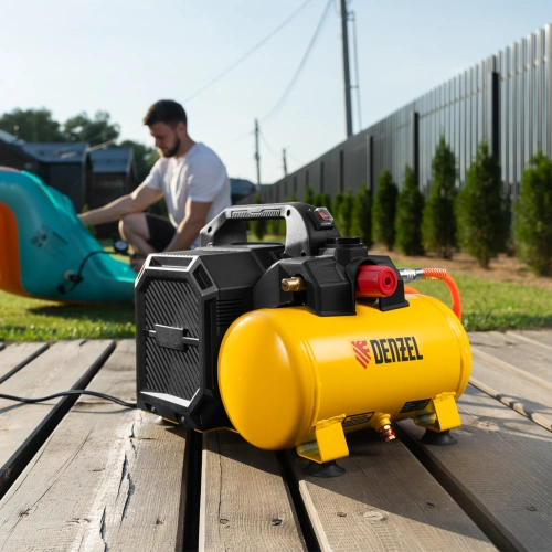 Компрессор  DLS750/6 безмасляный малошумный 750 Вт, 140 л/мин,ресивер 6 л Denzel купить в Москве с доставкой по всей России | ProtosMarket.ru