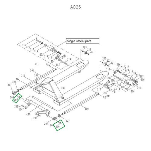 Ось крепления углового рычага к подвильной тяге для гидравлических тележек DF25 купить в Москве с доставкой по всей России | ProtosMarket.ru