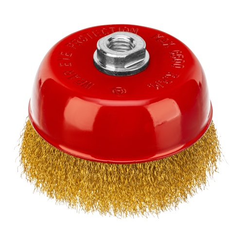 Щетка для УШМ, 125 мм, М14, "чашка", латунированная витая проволока Matrix купить в Москве с доставкой по всей России | ProtosMarket.ru