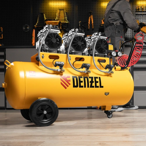 Компрессор безмасляный, малошумный DLS 1800/100,1800 Вт, 3x600, 100 л, 345 л/мин Denzel купить в Москве с доставкой по всей России | ProtosMarket.ru