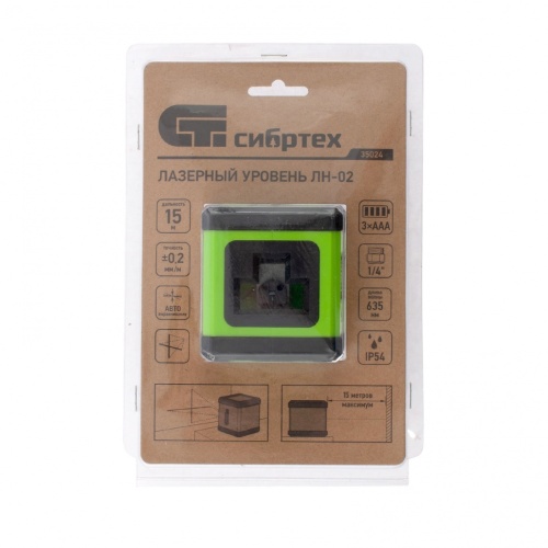 Лазерный уровень ЛН 02, 15 м, 635 нм, резьба 1/4" Сибртех купить в Москве с доставкой по всей России | ProtosMarket.ru