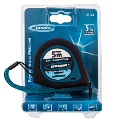 Рулетка "Ergonomisch",5 м x 19 мм,магнитный обрезиненный зацеп Gross купить в Москве с доставкой по всей России | ProtosMarket.ru