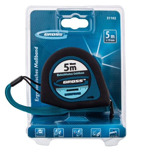 Рулетка "Ergonomisch",5 м x 19 мм,магнитный обрезиненный зацеп Gross купить в Москве с доставкой по всей России | ProtosMarket.ru