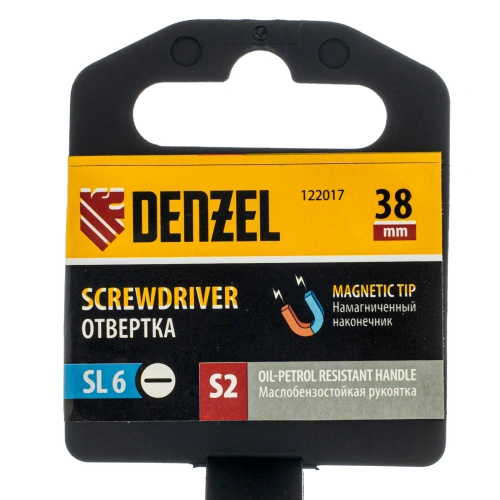 Отвертка, SL6x38 мм, S2, 3к рукоятка Denzel купить в Москве с доставкой по всей России | ProtosMarket.ru
