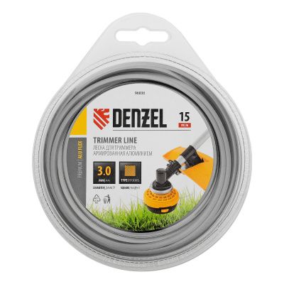 Леска для триммера армированная алюминием квадратная, 3,0мм х 15м, блистер ALUFLEX Denzel купить в Москве с доставкой по всей России | ProtosMarket.ru