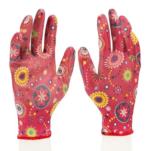 Перчатки садовые из полиэстера с нитрильным обливом, красные, M Palisad купить в Москве с доставкой по всей России | ProtosMarket.ru