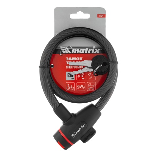 Замок тросовый универсальный, 12 х 650 мм Matrix купить в Москве с доставкой по всей России | ProtosMarket.ru