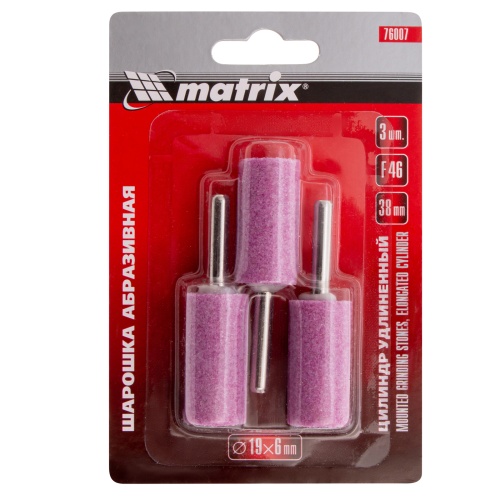 Шарошка абразивная, цилиндр удлиненный, 19 x 38 x 6 мм, F46, 3 шт Matrix купить в Москве с доставкой по всей России | ProtosMarket.ru