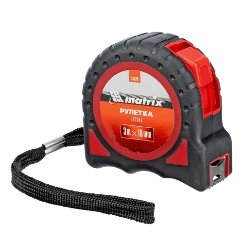 Рулетка Strong,3 м х 16 мм,обрезиненный корпус Matrix купить в Москве с доставкой по всей России | ProtosMarket.ru