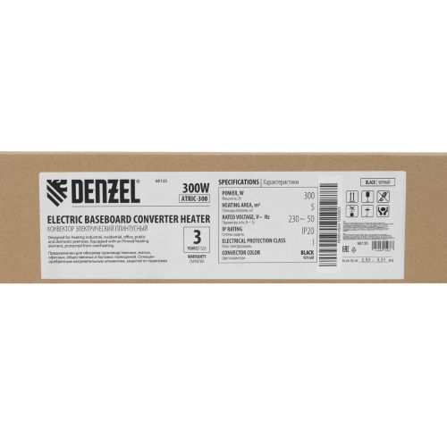 Конвектор электрический плинтусный ATRIC-300, 230 В, 300 Вт, ТЭН, черный Denzel купить в Москве с доставкой по всей России | ProtosMarket.ru
