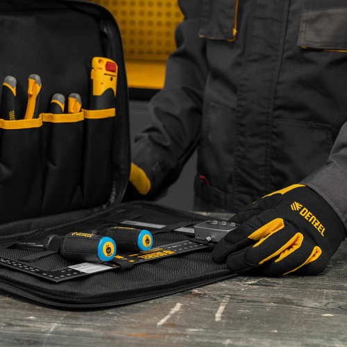 Сумка для инструмента, 400х170х300 мм, 3 отделения, 28 карманов, наплечный ремень Denzel купить в Москве с доставкой по всей России | ProtosMarket.ru