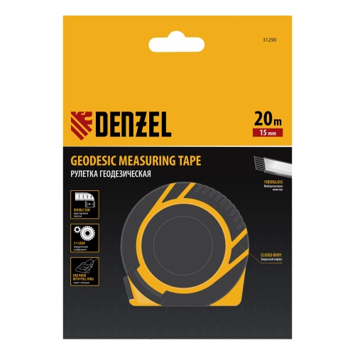 Рулетка геодезическая 20 м х 15 мм, закрытый корпус, фиберглассовая лента Denzel купить в Москве с доставкой по всей России | ProtosMarket.ru