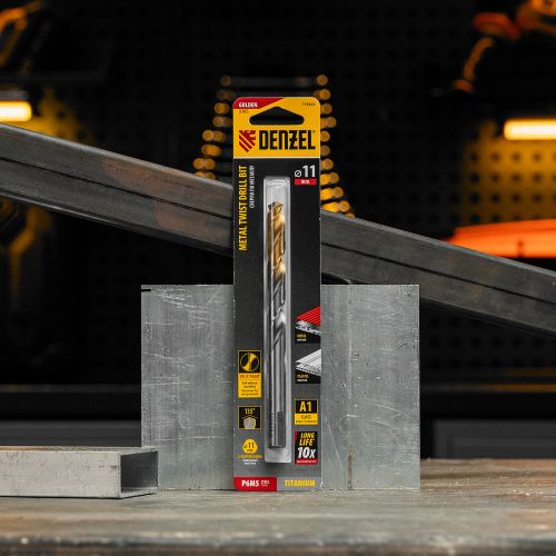 Сверло спиральное по металлу 11 x 142 мм, Р6М5, Golden Tip  Denzel купить в Москве с доставкой по всей России | ProtosMarket.ru