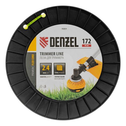 Леска для триммера зубчатый квадрат, 2,4мм х 172м, на DIN катушке FLEX CORD Denzel купить в Москве с доставкой по всей России | ProtosMarket.ru