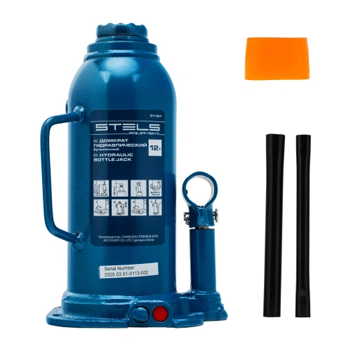 Домкрат гидравлический бутылочный, 12 т, h подъема 227-457 мм Stels купить в Москве с доставкой по всей России | ProtosMarket.ru