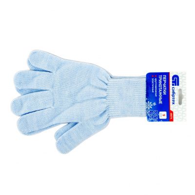 Перчатки трикотажные, акрил, цвет зенит, двойная манжета Сибртех купить в Москве с доставкой по всей России | ProtosMarket.ru