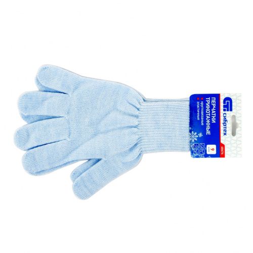 Перчатки трикотажные, акрил, цвет зенит, двойная манжета Сибртех купить в Москве с доставкой по всей России | ProtosMarket.ru