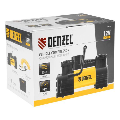 Компрессор автомобильный AC-75, 12 В, 10 атм., 75 л/мин, LED Denzel купить в Москве с доставкой по всей России | ProtosMarket.ru